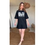 Vestido Curto Pregas Preto