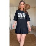 Vestido Curto Pregas Preto
