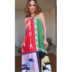 Vestido Frente Única Lenço Brasil Estampado