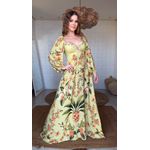 Vestido Longo Manga Bosque Chic Estampado