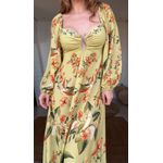 Vestido Longo Manga Bosque Chic Estampado