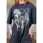 Macaquinho Curto Rio Preto Escuro Estampado