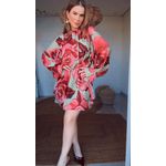 Vestido Curto Rosas Pintadas Estampado