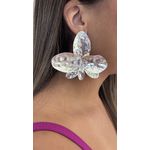 Brinco Grande Flor Prata