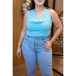 Blusa Maia em Crepe Seda Azul Água com Fivela Dourada | Modernidade e Sofisticação do P ao GG 