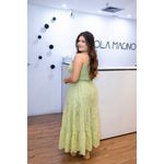 Conjunto Zoé Verde em Lese | Cropped com Alças Reguláveis e Saia com Fenda – Leveza e Feminilidade do 36 ao 44