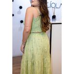 Conjunto Zoé Verde em Lese | Cropped com Alças Reguláveis e Saia com Fenda – Leveza e Feminilidade do 36 ao 44