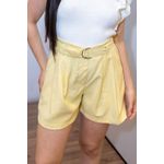 Short Amélia Alfaiataria Amarelo | Cinto Embutido e Bolsos Laterais Elegância e Conforto do 36 ao 44