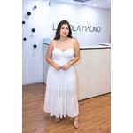 Vestido Cecília Branco | Chiffon Longuete com Babados e Amarração nas Costas Elegância e Leveza 