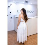 Vestido Cecília Branco | Chiffon Longuete com Babados e Amarração nas Costas Elegância e Leveza 