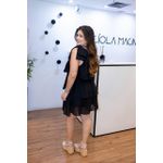 Vestido Curto Lorena em Chiffon Preto | Elegância Jovial com Caimento Assimétrico e Detalhe em Laço (36 ao 44) 