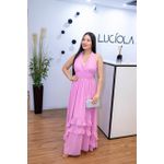 Vestido Marisol Rosa| Crepe Seda, Decote em V e Amarração no Pescoço Sofisticação Atemporal do 36 ao 44