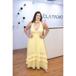 Vestido Marisol Amarelo | Crepe Seda, Decote em V e Amarração no Pescoço Sofisticação Atemporal do 36 ao 44 