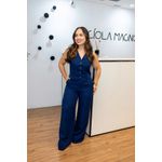 Calça Melissa Pantalona de Alfaiataria Azul Marinho | Elegância Fluida e Sofisticação Atemporal do P ao G