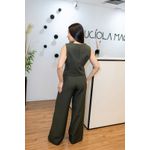 Calça Melissa Pantalona de Alfaiataria Verde Militar | Elegância Fluida e Sofisticação Atemporal do P ao G 