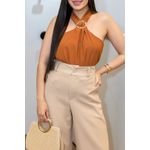 Calça Melissa Pantalona de Alfaiataria Nude | Elegância Fluida e Sofisticação Atemporal do P ao G