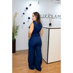 Calça Melissa Pantalona de Alfaiataria Azul Marinho | Elegância Fluida e Sofisticação Atemporal do P ao G