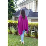 Capa em Tricô Fúcsia Luciana Estilo Elegante Confortável