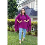Capa em Tricô Fúcsia Luciana Estilo Elegante Confortável