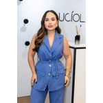 Conjunto Marina Azul com Colete Alongado e Calça Pantalona | Elegância Moderna e Sofisticação Atemporal