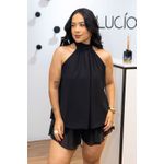 Macaquinho Vanessa Preto em Chiffon | Leve e Elegante do 36 ao 44
