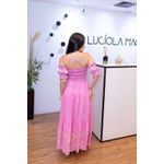 Vestido Abril Lasteque Rosa | Longo com Bordados e Modelo Ciganinha – Elegância e Delicadeza do 36 ao 44 