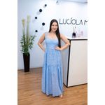 Vestido Alicia Longo Lese Azul | Elegância Romântica e Conforto Atemporal do 36 ao 44