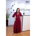 Vestido Longo Argola Frente em Crepe Seda Marsala | Sensualidade Sofisticada com Decote Profundo e Fenda Elegante (36 ao 44)