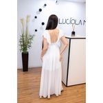 Vestido Ariane Branco | Chiffon com Fenda Lateral e Mangas Bufantes – Leveza e Feminilidade do 36 ao 44 