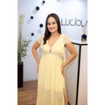 Vestido Ariane Amarelo | Chiffon com Fenda Lateral e Mangas Bufantes – Leveza e Feminilidade do 36 ao 44 