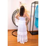 Vestido Aurora Longo Branco | Decote Profundo e Babados – Elegância e Ousadia do 36 ao 44 