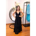 Vestido Aurora Longo Preto | Decote Profundo e Babados – Elegância e Ousadia do 36 ao 44