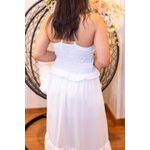 Vestido Aurora Longo Branco | Decote Profundo e Babados – Elegância e Ousadia do 36 ao 44 
