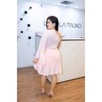 Vestido Bárbara Curto em Chiffon Rosa | Ombro Único e Manga Bufante Leveza e Sofisticação do 36 ao 44 