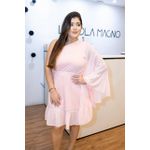 Vestido Bárbara Curto em Chiffon Rosa | Ombro Único e Manga Bufante Leveza e Sofisticação do 36 ao 44 