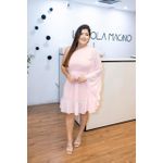 Vestido Bárbara Curto em Chiffon Rosa | Ombro Único e Manga Bufante Leveza e Sofisticação do 36 ao 44 