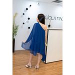 Vestido Carla Fivela Azul Marinho | Chiffon com Ombro Único e Fivela Dourada – Sofisticação e Modernidade do 36 ao 44