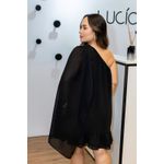 Vestido Carla Fivela Preto | Chiffon com Ombro Único e Fivela Dourada – Sofisticação e Modernidade do 36 ao 44