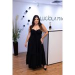 Vestido Gabriely Preto em Tecido Corona | Modelo Longo com Bojo e Amarração para Produções Elegantes do 36 ao 44 