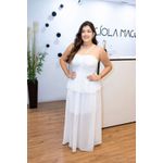 Vestido Georgina Longo Crepe Seda Branco | Decote com Amarração, Cintura Marcada e Babado – Elegância e Versatilidade do 36 ao 44 