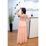 Vestido Georgina Longo Crepe Seda Salmão | Decote com Amarração, Cintura Marcada e Babado – Elegância e Versatilidade do 36 ao 44 