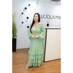 Vestido Iris Longo Verde com Recortes e Fivela – Elegância Fluida com Toque Sofisticado do 36 ao 44