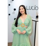 Vestido Iris Longo Verde com Recortes e Fivela – Elegância Fluida com Toque Sofisticado do 36 ao 44