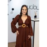 Vestido Iris Longo Marrom com Recortes e Fivela – Elegância Fluida com Toque Sofisticado do 36 ao 44