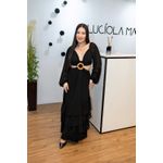 Vestido Iris Longo Preto com Recortes e Fivela – Elegância Fluida com Toque Sofisticado do 36 ao 44