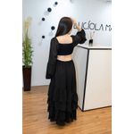 Vestido Iris Longo Preto com Recortes e Fivela – Elegância Fluida com Toque Sofisticado do 36 ao 44