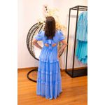 Vestido José Maria Azul | Decote Profundo e Mangas Bufantes – Sofisticação e Feminilidade do 36 ao 44