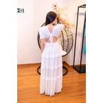 Vestido José Maria Branco | Decote Profundo e Mangas Bufantes – Sofisticação e Feminilidade do 36 ao 44 