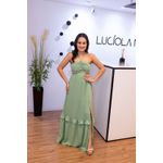 Vestido Juliana Verde Menta em Tecido Corona | Longo com Fenda Abertura na Cintura e Amarração Sofisticada do 36 ao 44