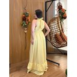 Vestido Longo Kendall em Tecido Viscolinho Amarelo | Modelagem Elegante e Atemporal (36 ao 46)